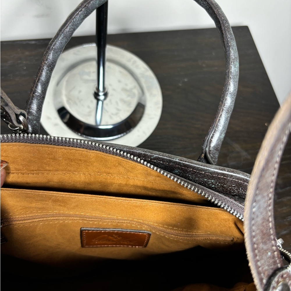 Patricia Nash Floral Embossed Women Bag Brown and Turquoise with Crossbody strap - Picture 7 of 9